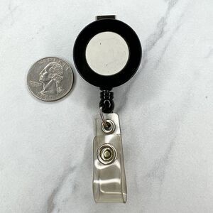 Black White Clip On Retractable School Work Badge ID Holder